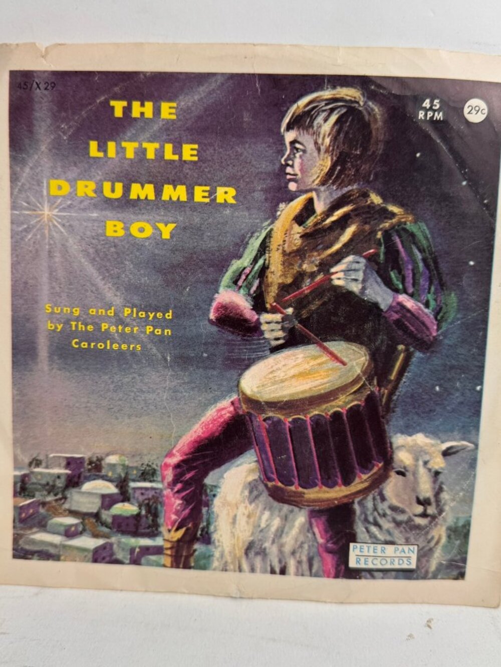 The Little Drummer Boy / Adeste Fideles Peter Pan Caroleers 7" 45 RPM Vinyl X 29